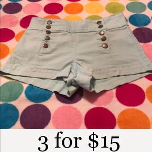 Forever 21 sailor Button front mint shorts 🍬 27